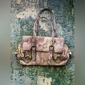 Adrienne Vittadini leather snakeskin satchel handle purse